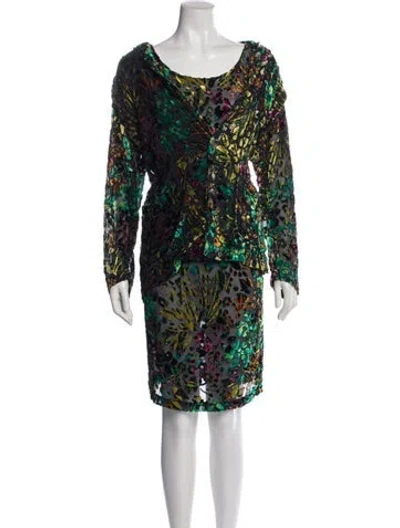 Pre-owned Vivienne Tam Silk Printed Dress Set In Green