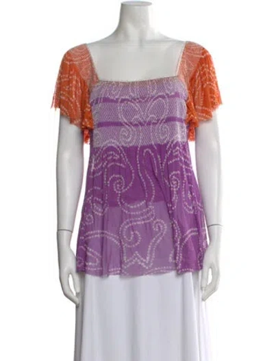 Pre-owned Vivienne Tam Silk Tie-dye Print Blouse In Purple