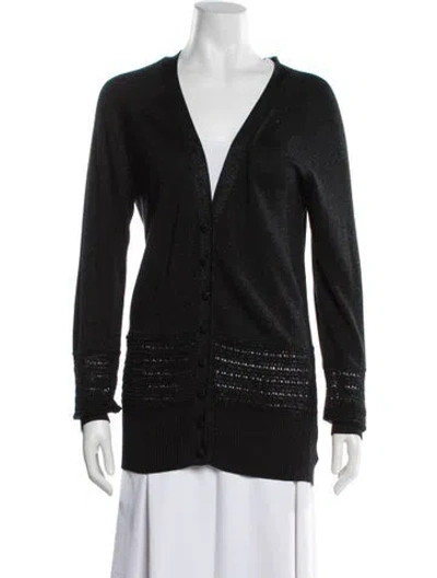 Pre-owned Vivienne Tam Silk V-neck Sweater In Black