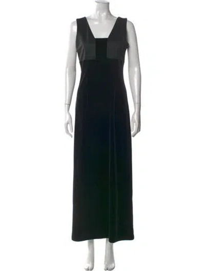 Pre-owned Vivienne Tam Square Neckline Long Dress In Black