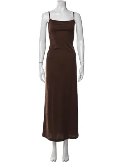 Pre-owned Vivienne Tam Square Neckline Long Dress In Brown