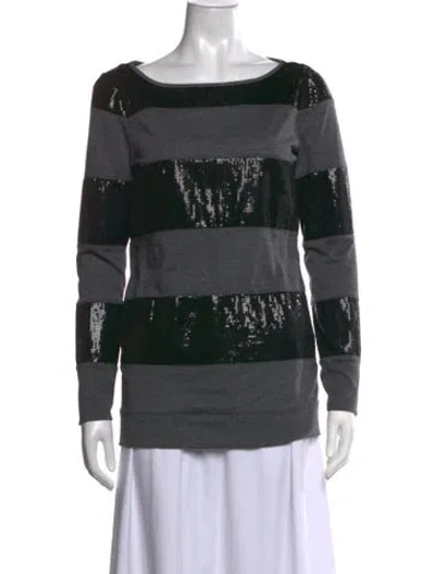 Pre-owned Vivienne Tam Striped Crew Neck Sweater In Green