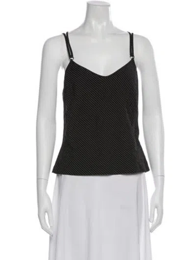 Pre-owned Vivienne Tam Striped V-neck Top W/ Tags In Black
