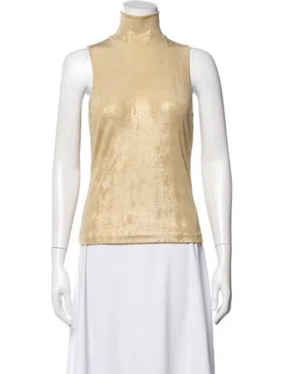 Pre-owned Vivienne Tam Turtleneck Sleeveless Top In Gold/metallic