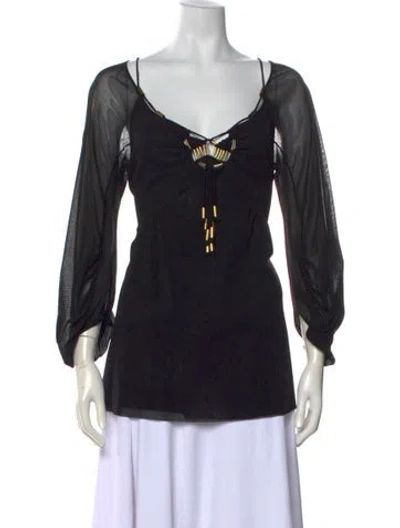 Pre-owned Vivienne Tam Vintage Late 1990's - Early 2000's Blouse In Black