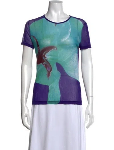 Pre-owned Vivienne Tam Vintage Late 1990's - Early 2000's Top In Blue