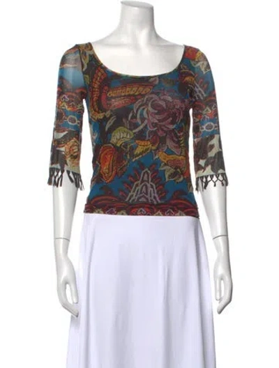 Pre-owned Vivienne Tam Vintage Late 1990's - Early 2000's Top In Blue