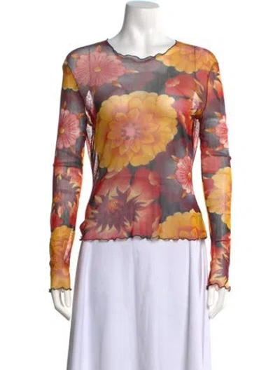 Pre-owned Vivienne Tam Vintage Late 1990's - Early 2000's Top In Orange/yellow