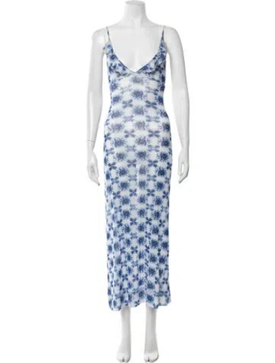 Pre-owned Vivienne Tam Vintage Long Dress In Blue/white