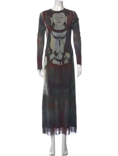 Pre-owned Vivienne Tam Vintage Long Dress In Grey