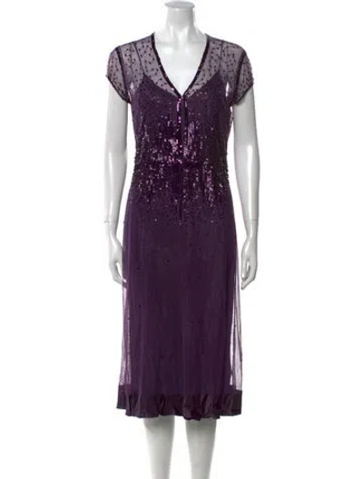 Pre-owned Vivienne Tam Vintage Midi Length Dress In Purple