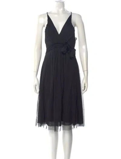 Pre-owned Vivienne Tam V-neck Knee-length Dress In Blue