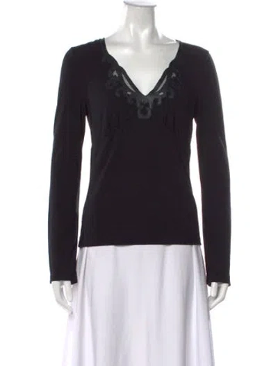 Pre-owned Vivienne Tam V-neck Long Sleeve Top In Black