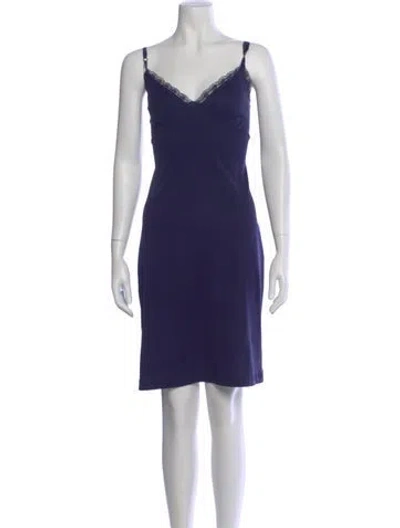 Pre-owned Vivienne Tam V-neck Mini Dress In Blue
