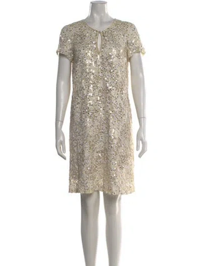 Pre-owned Vivienne Tam V-neck Mini Dress In Neutral