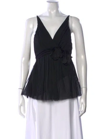 Pre-owned Vivienne Tam V-neck Sleeveless Blouse In Black