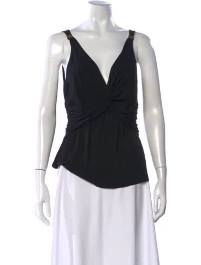 Pre-owned Vivienne Tam V-neck Sleeveless Top In Black