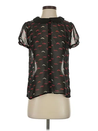 Pre-owned Vivienne Vivienne Tam Short Sleeve Blouse In Black