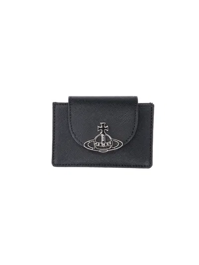 Vivienne Westwood 100% Cow Leather Wallet For Women In Black
