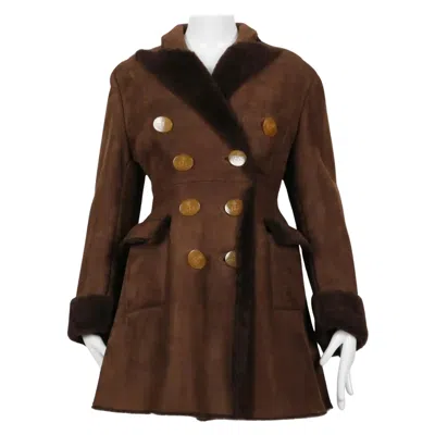 Pre-owned Vivienne Westwood 1994  Brown Shearling Coat With Orb Buttons