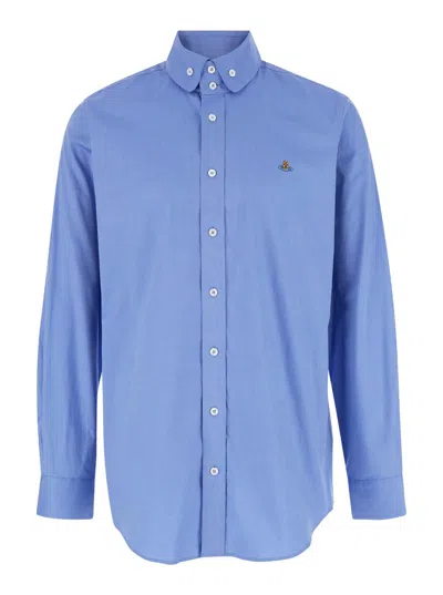 VIVIENNE WESTWOOD LIGHT BLUE SHIRT WITH BUTTONS IN COTTON MAN