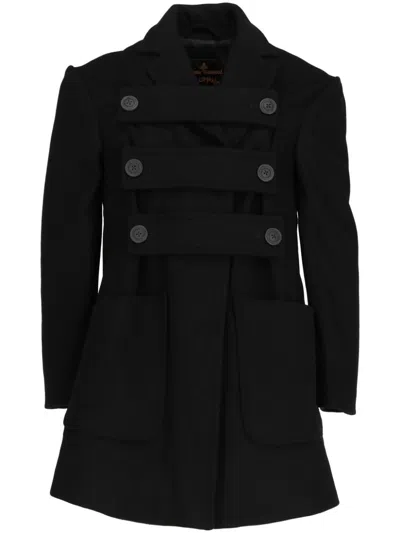 Pre-owned Vivienne Westwood 2000 Double-breasted Wool Coat In Black