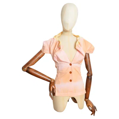Pre-owned Vivienne Westwood 2000s Gold Label Peach Pastel Pink Fitted Corset Shirt Blouse