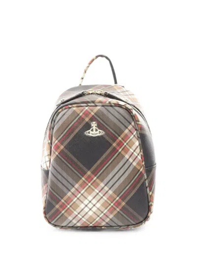 Pre-owned Vivienne Westwood 2000s Tartan Orb Backpack In Black