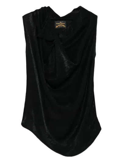 Pre-owned Vivienne Westwood 2010s Draped-neck Blouse In Black