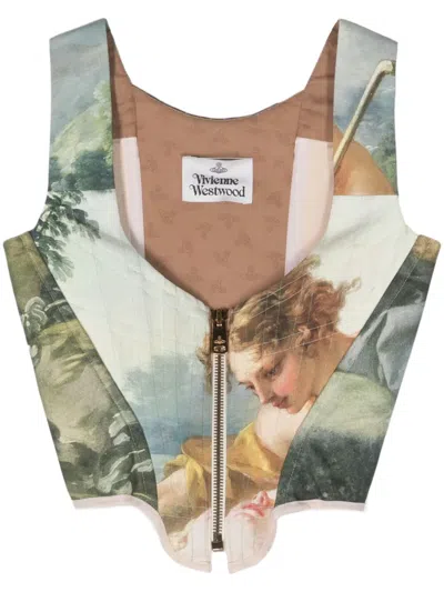 Pre-owned Vivienne Westwood 2010s Portrait-print Corset Top In Neutrals