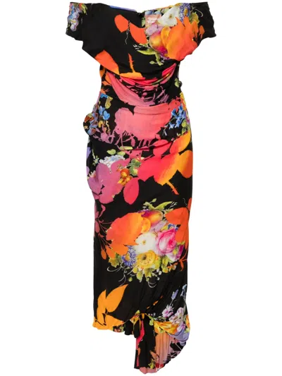 Pre-owned Vivienne Westwood 2013-2014s Cocotte Floral-print Dress In Black