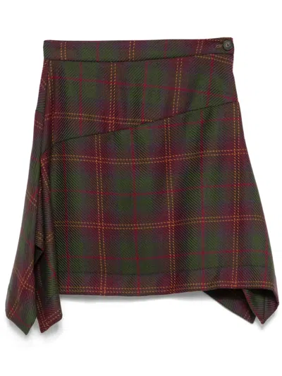 Pre-owned Vivienne Westwood 2014-2015 Checked Mini Skirt In Red