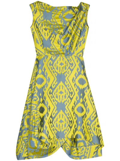 Pre-owned Vivienne Westwood 2014 Patterned-jacquard Midi Dress In Blue