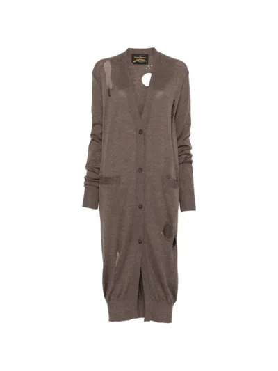 Pre-owned Vivienne Westwood 2016 Button Ripped Coat In Brown