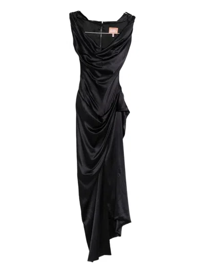 Pre-owned Vivienne Westwood 2016s Draped-detail Midi Dress In Black