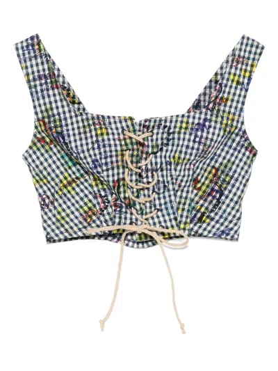Pre-owned Vivienne Westwood 2018 Graphic-print Top In Blue