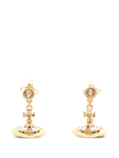 Pre-owned Vivienne Westwood 2020 Orb-motif Earrings In Gold