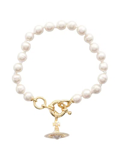 Pre-owned Vivienne Westwood 2020s Aleksa Pearl Bracelet In Gold