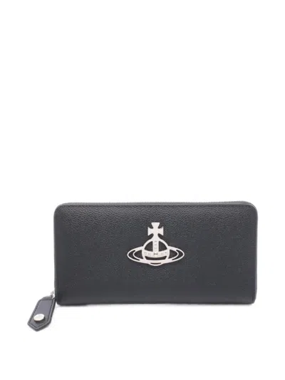 Pre-owned Vivienne Westwood 2020s Annie Orb Zip-around Wallet In Black