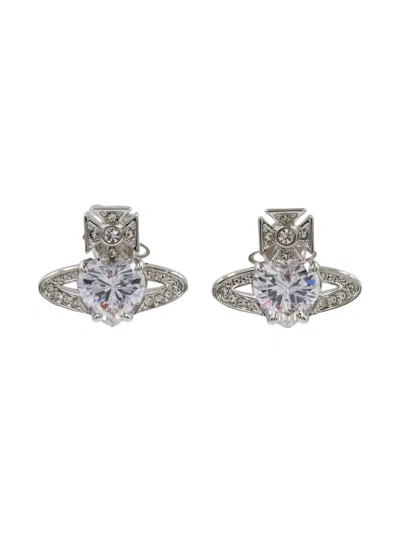 Pre-owned Vivienne Westwood 2020s Ariella Orb Earrings In Silver