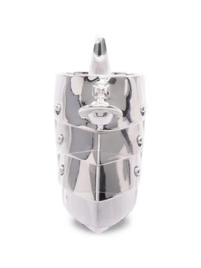 Pre-owned Vivienne Westwood 2020s Armour Orb-motif Ring In Silver
