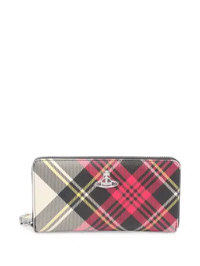 Pre-owned Vivienne Westwood 2020s Classic Orb Tartan-print Wallet In Pink