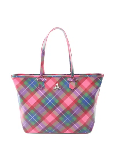 Pre-owned Vivienne Westwood 2020s Colette Tartan Tote Bag In Pink