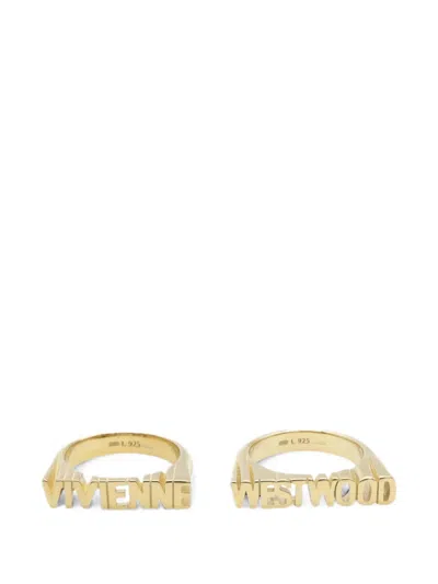 Pre-owned Vivienne Westwood 2020s Essex Logo Rings In Gold