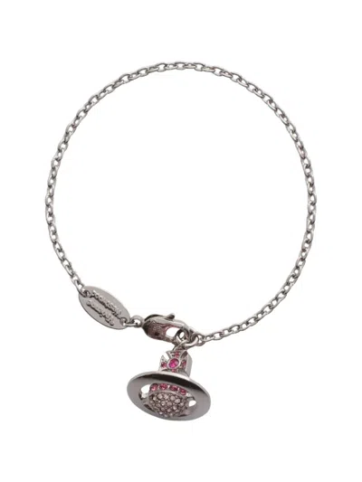 Pre-owned Vivienne Westwood 2020s Kika Orb Rhinestone Bracelet In Silver