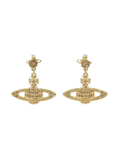 Pre-owned Vivienne Westwood 2020s Mini Bas Relief Orb Drop Earrings In Gold