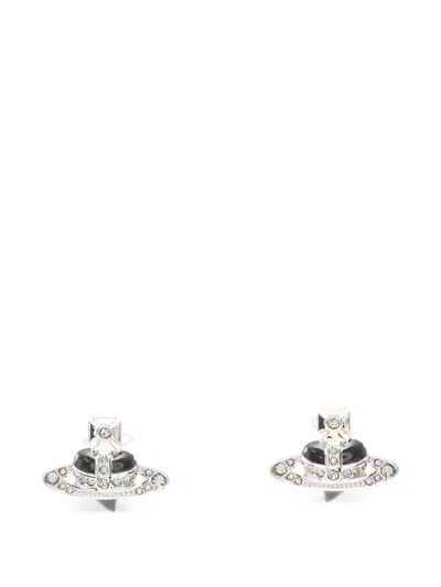 Pre-owned Vivienne Westwood 2020s New Diamante Heart Earrings In Silver
