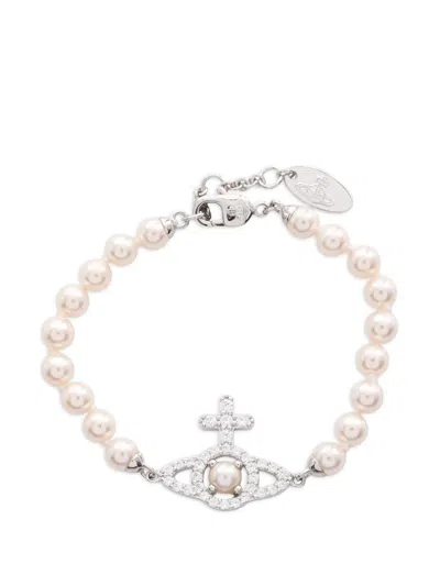Pre-owned Vivienne Westwood 2020s Olympia Orb-embellishment Bracelets In Silver