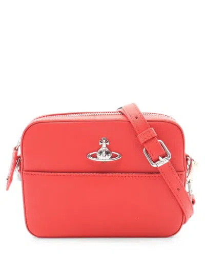 Pre-owned Vivienne Westwood 2020s Orb Camera Leather Shoulder Bag In Red