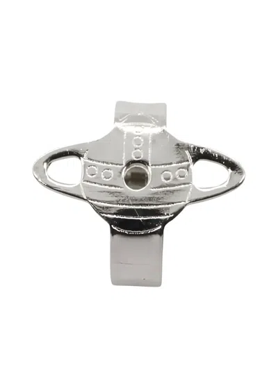 Pre-owned Vivienne Westwood 2020s Orb Cross Earring In Silver